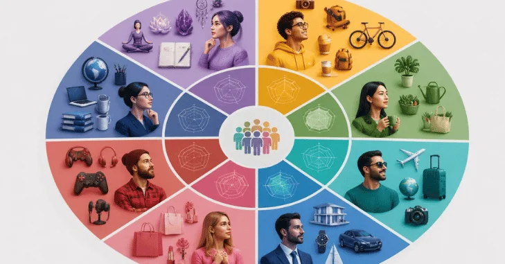 Demographic, psychographic, and behavioral cuts of one buyer
